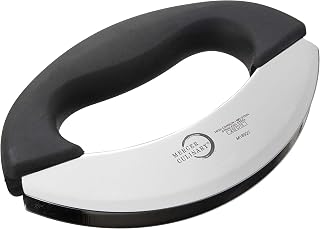 Mercer Culinary Double Blade Rocking Mezzaluna Knife with Handle, 7 Inch, Stainless Steel