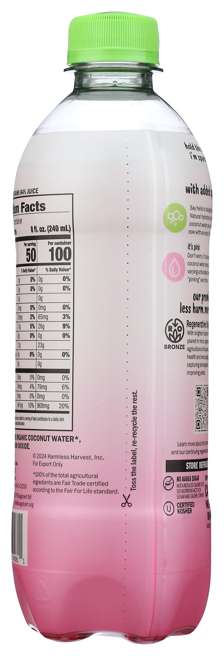 Organic Sparkling Coconut Water by Harmless Harvest – 16 Fl Oz (Pack of 1), clear, Model 0810068900811
