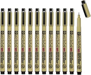 SAKURA Pigma Micron Fineliner Pens - Archival Black Ink Artist Pens for Drawing - 005 Point Size (Box of 12)