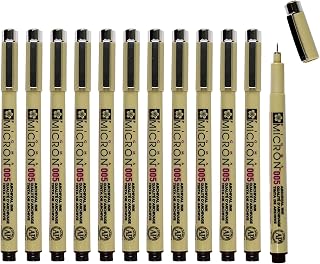 SAKURA Pigma Micron Fineliner Pens - Archival Black Ink Artist Pens for Drawing - 005 Point Size (Box of 12)