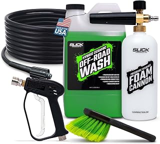 Slick Products Foam Cannon Pro Kit with 64oz Off-Road Wash, Swivel Pressure Washer Gun and 40ft Flex Hose – High-Pressure Foam Cleaning System for Cars, Trucks, ATVs & UTVs