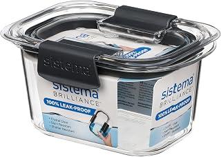 Sistema 55105 Brilliance TRITAN Food Storage Container, 380 ml, Clear with Grey Clips and Seal