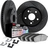 Dynamic Friction Company Front Brake Kit Fits 1979-1991 Ford LTD | Mercury Grand Marquis| Drilled Slotted Brake Rotors| 4000 HybriDynamic Brake Pads and Rotors Kit| Hardware| 11.1" Front