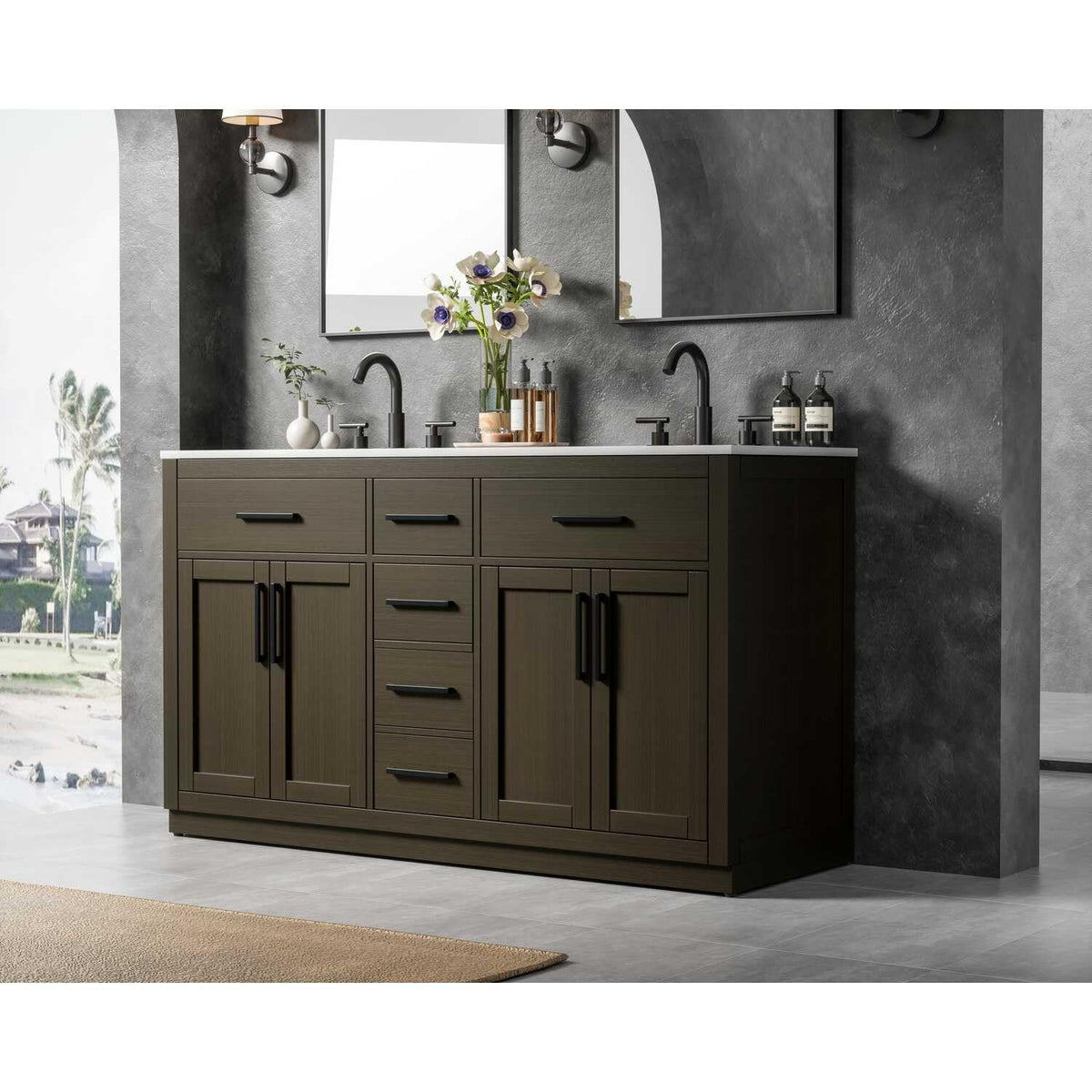 Alden Bathroom Vanity Mocha Brown by Lighting Design – Wood, Mocha Brown, Model VF29760DMMB