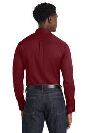 Men's SuperPro React Twill Long Sleeve Button-Down Shirt Burgundy by Port Authority – X-Large, Stain, Burgundy, Model W808