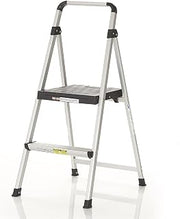 Cosco 2 Step Lite Solutions Folding Step Stool, Aluminum/Black