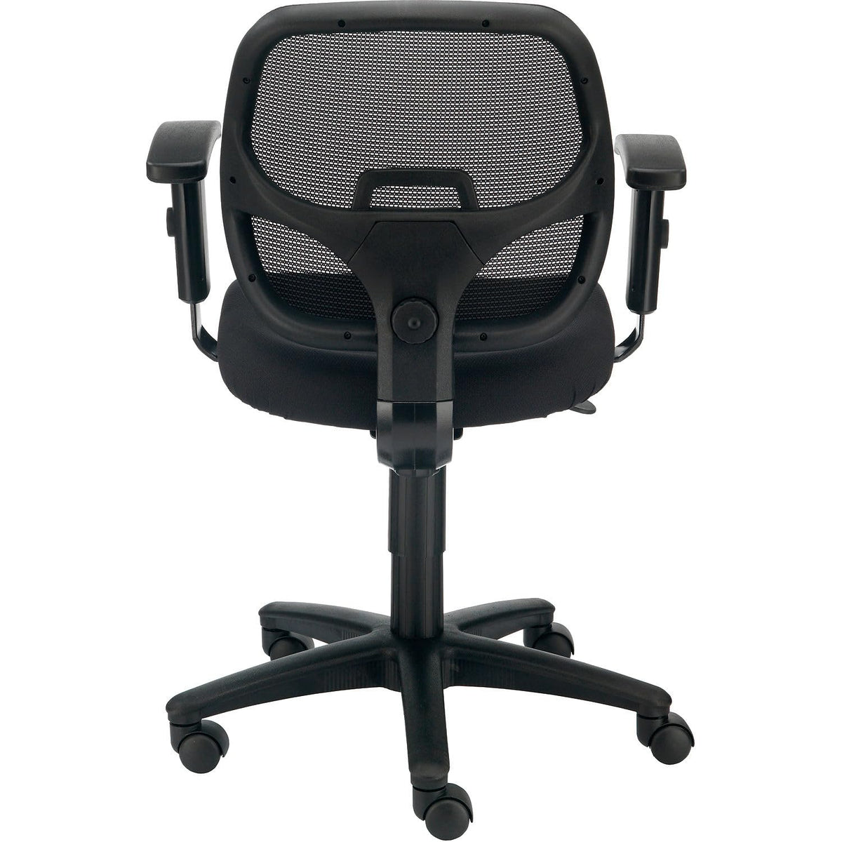 Task Chair with Mesh Back and Fabric Upholstered Seat by Global Industrial – 16.5"H x 17.75"W x 18.5"L, Plastic, Black, Model A2813TM1+22A4
