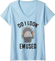 Womens Funny Emu Bird Do I Look Emused Cute Australia Emu V-Neck T-Shirt