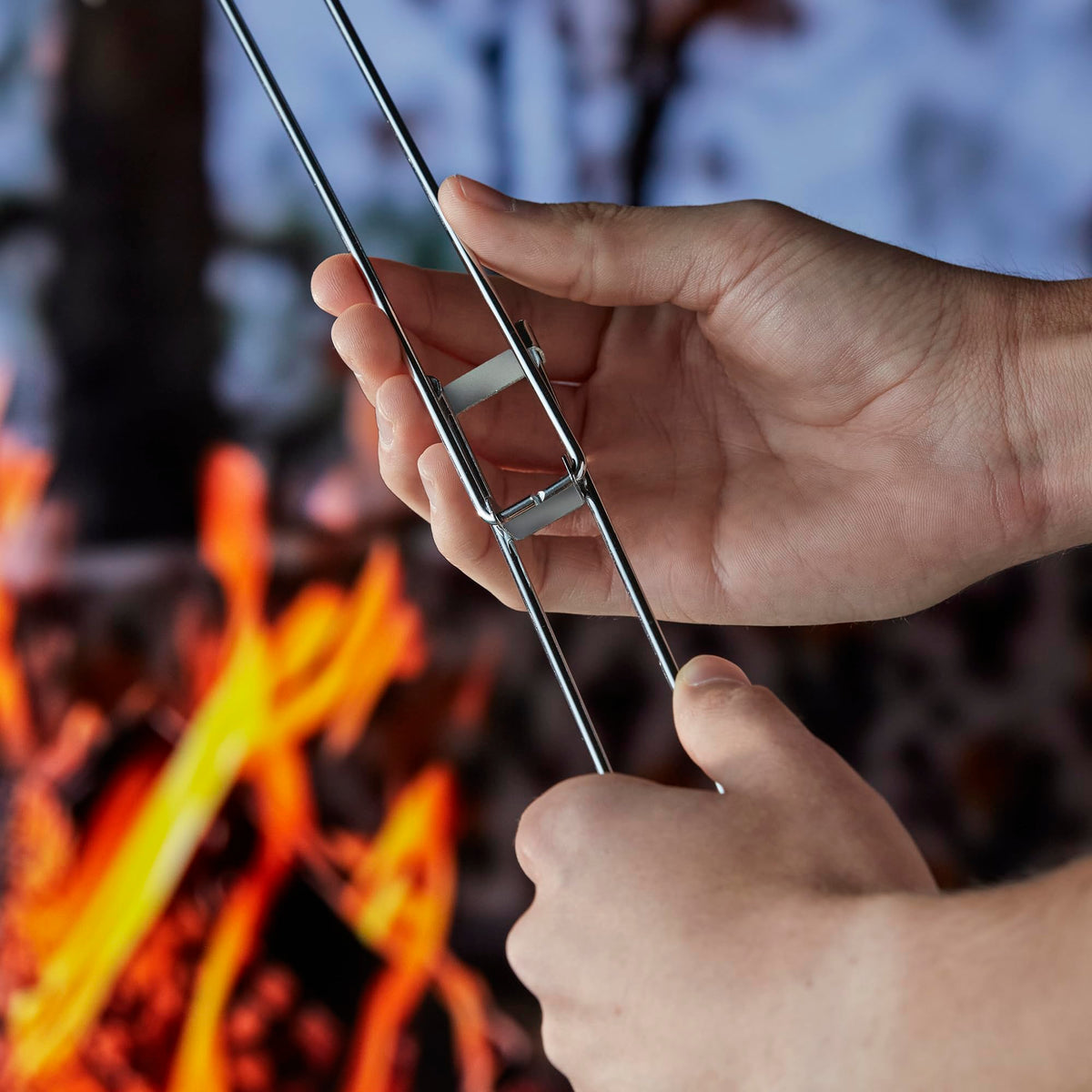 Glow-In-The-Dark HERSHEY’S Foldable Roasting Fork by Mr. Bar-B-Q – Extra Long, Alloy Steel, Silver, Pack of 2, Model 01246HSY