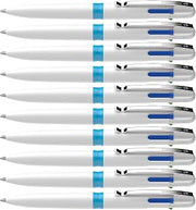 Schneider Take 4 Ballpoint Pen M (Medium), Refillable + Retractable, White Barrel, 4-In-1 Multicolor Inks: Black, Red, Blue, Green, Box of 10 Pens (138049)