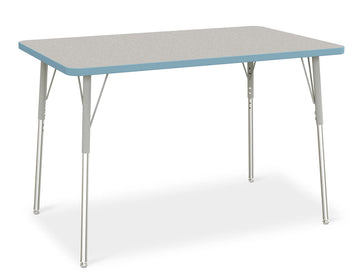 Berries Rectangle Activity Table - 30" X 48" by Jonti-Craft – 30" x 48", Wood, Freckled Gray/Coastal Blue/Gray, Model 6473JCA131