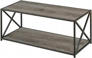 Furnifact Weathered Gray Coffee Table with Durable Particle Board, Modern Rustic Design, Sturdy Construction and Versatile Use for Living Room