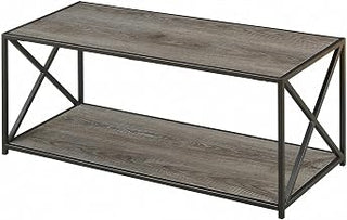 Furnifact Weathered Gray Coffee Table with Durable Particle Board, Modern Rustic Design, Sturdy Construction and Versatile Use for Living Room