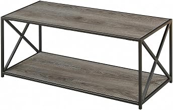 Furnifact Weathered Gray Coffee Table with Durable Particle Board, Modern Rustic Design, Sturdy Construction and Versatile Use for Living Room