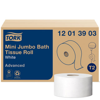 Tork Mini Jumbo Toilet Paper Roll White T2, 12 x 1200', 12013903