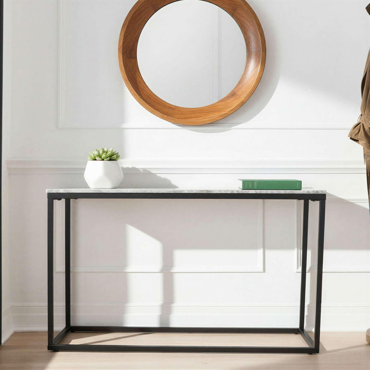 Wynn 50" Modern Luxe Solid Marble Sofa Console Table by Jofran Inc. – Marble, Grey Marble, Model 2568-4