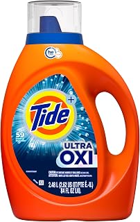 Tide Ultra Oxi Liquid Laundry Detergent, Fresh, 84 Fl Oz, Blue