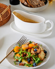 Kitchenlestar Ceramic Gravy Boat with Saucer, 17 oz, White