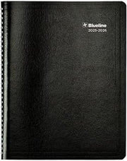 Blueline Essential Academic Monthly Planner, 14 Months, July 2025 to August 2026, Twin-Wire Binding, Soft Vicuana Cover, 11" x 8.5", Black (CA701.BLK-26)