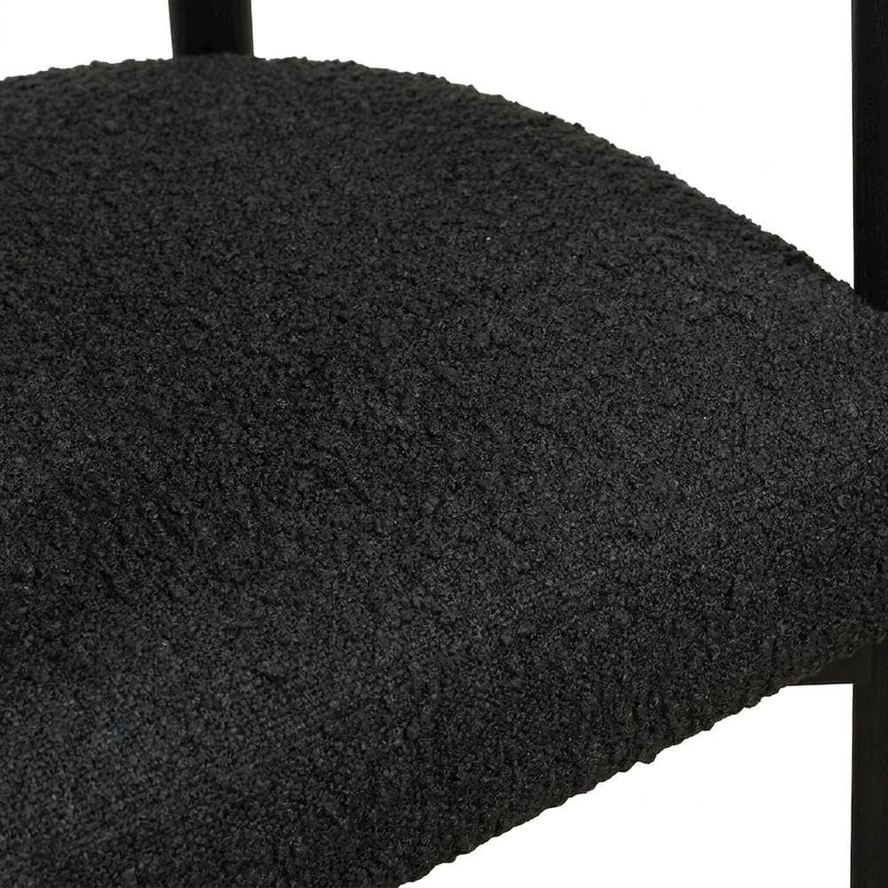 Boucle-Upholstered Dining Chair with Ash Wood Legs by Starlight Canyon Home – 25.4 x 22.2 x 28.4 inches, Boucle,Wood, Black