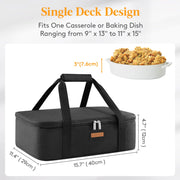 Luncia Insulated Casserole Carrier, 15.7 x 11.4 x 4.7 Inch, Black