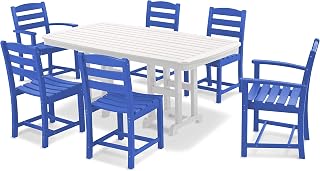 Polywood La Casa Café Dining Set, Pacific Blue/White
