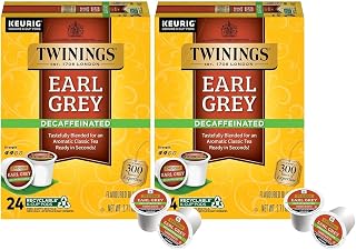 Twinings Decaf Earl Grey K-Cup Pods for Keurig, Decaffeinated Black Tea Flavoured with Citrus and Bergamot, 24 Count (Pack of 2)