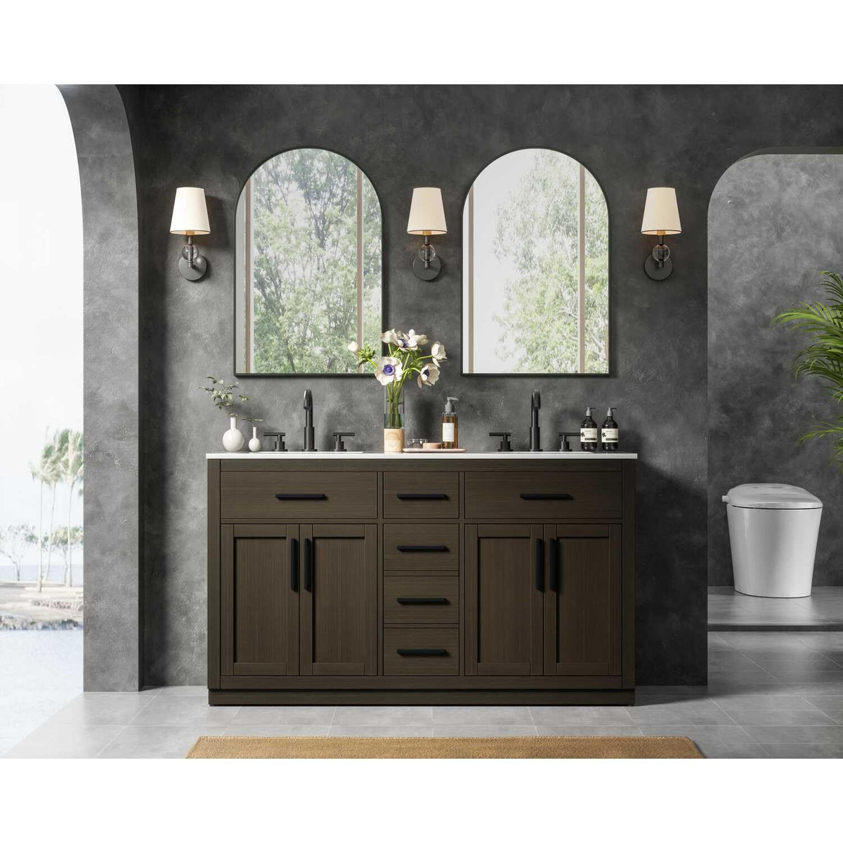 Alden Bathroom Vanity Mocha Brown by Lighting Design – Wood, Mocha Brown, Model VF29760DMMB