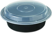 Pactiv Evergreen Newspring VERSAtainer Microwavable Containers, 16 oz, 6" Diameter, Black/Clear, Plastic, 150/Carton