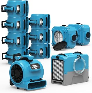 ALORAIR Water Damage Restoration Combo Package - Set 1 | 8x Air Mover 2x Air Scrubber 1x Commercial Dehumidifier Ideal for Industrial, Commercial & Home Use