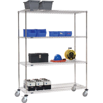Stainless Steel Wire Shelf Truck by Nexel – 22.5"L x 18"W x 69"H, 12-Gauge Steel, Gray, Model C18606PSB4