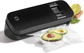 FoodSaver Space Saving Food Vacuum Sealer, Black with 2 Quart Vacuum Seal Bags, Pack of 1, Compact (Black)