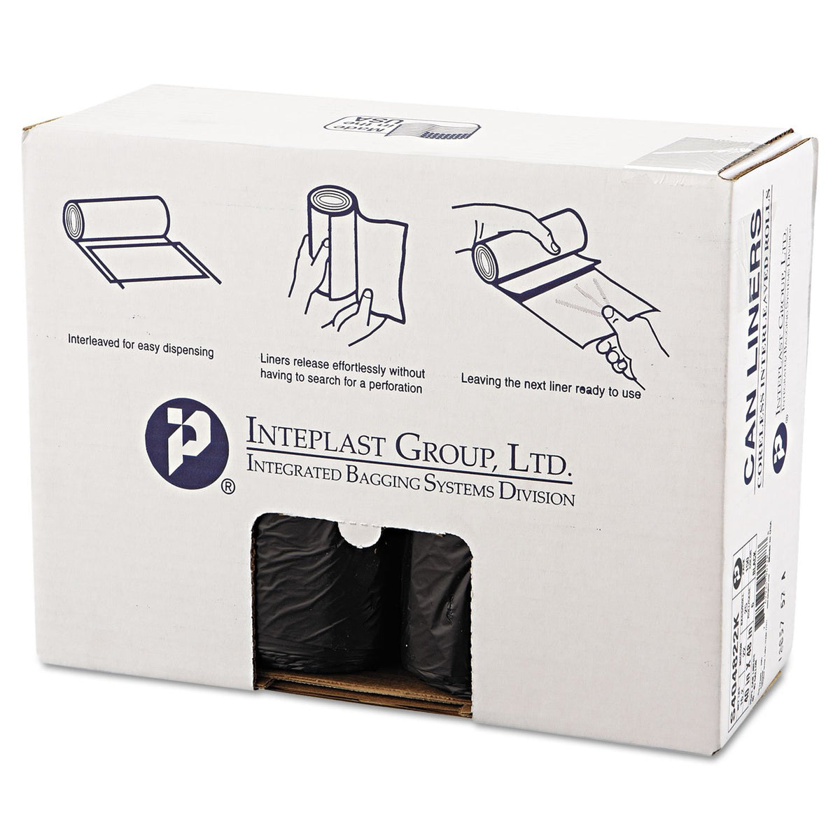 Group High-Density Interleaved Commercial Can Liners by Inteplast – 150 Count (Pack of 1), 45.0 gallons, High Density Polyethylene, Black, Model S404822K