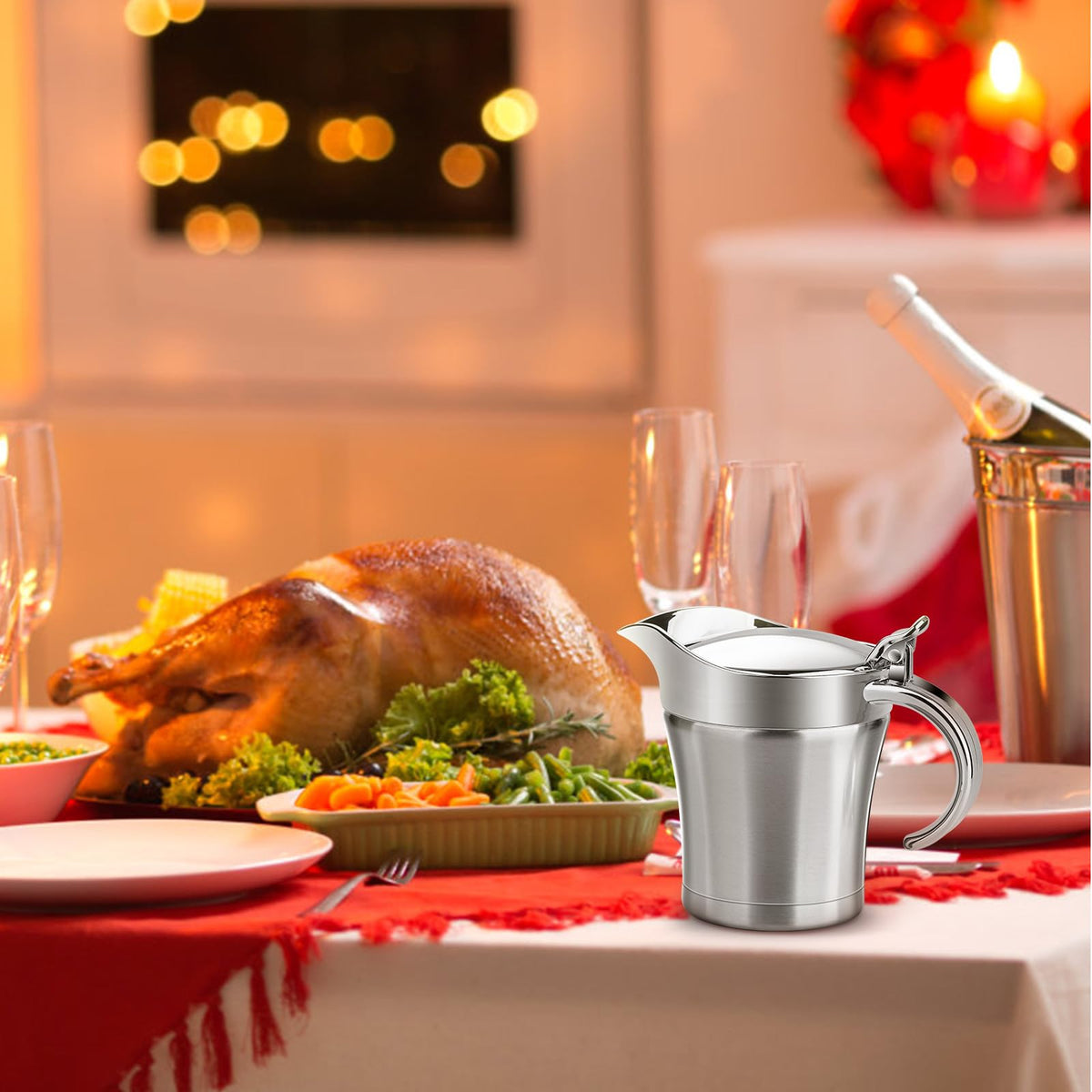 Shofilt Stainless Steel Gravy Boat, Double Wall Insulated, 17oz, Silver