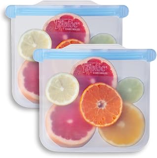 Ziploc Endurables Medium Pouch, 2 Cups, Reusable Silicone Bags and Food Storage Meal Prep Containers for Freezer, Oven, and Microwave, Dishwasher Safe, 2 Pack