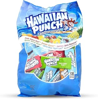 Adams & Brooks Hawaiian Punch Candy Chews (Lemon Berry Squeeze, Fruit Juicy Red, Blue Typhoon, Green Berry Rush, & Orange Ocean), Big Bag (25 oz) - Individually Wrapped Chewy Candy for Party