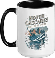 North Cascades National Park Reflection Ceramic Mug, Black/White, 15oz