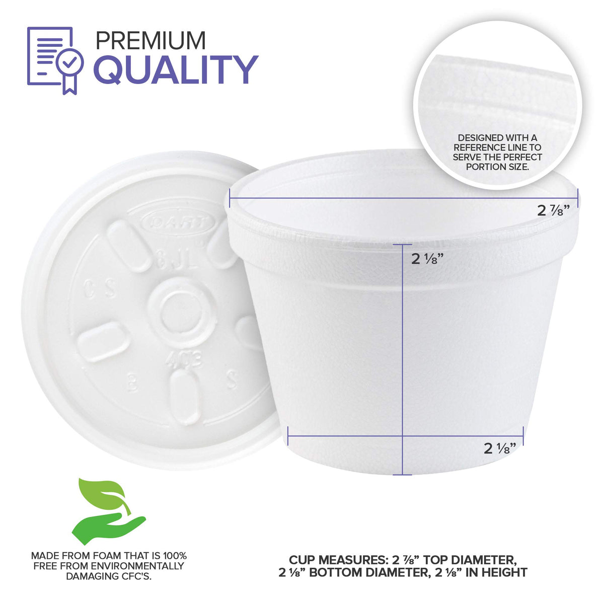 4 Ounce Foam Bowls With Lids (100 Count) - Insulated To Go Cups - Containers for Soup by Stock Your Home – 4 Oz - 100 Count, 4.0 ounces, Foam, White, Pack of 100