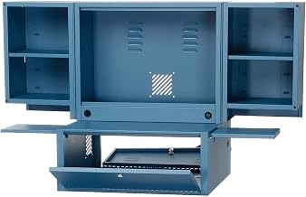 Global Industrial Counter Top Fold-Out Computer Security Cabinet, 24-1/2"W x 22-1/2"D x 29-3/4"H, Blue