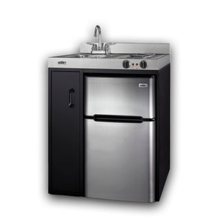 Summit 30-Inch All-In-One Kitchenette by Summit Appliance – 30-Inch, 3.2 cubic_feet, Stainless Steel, Black/Stainless, Model C30ELBK
