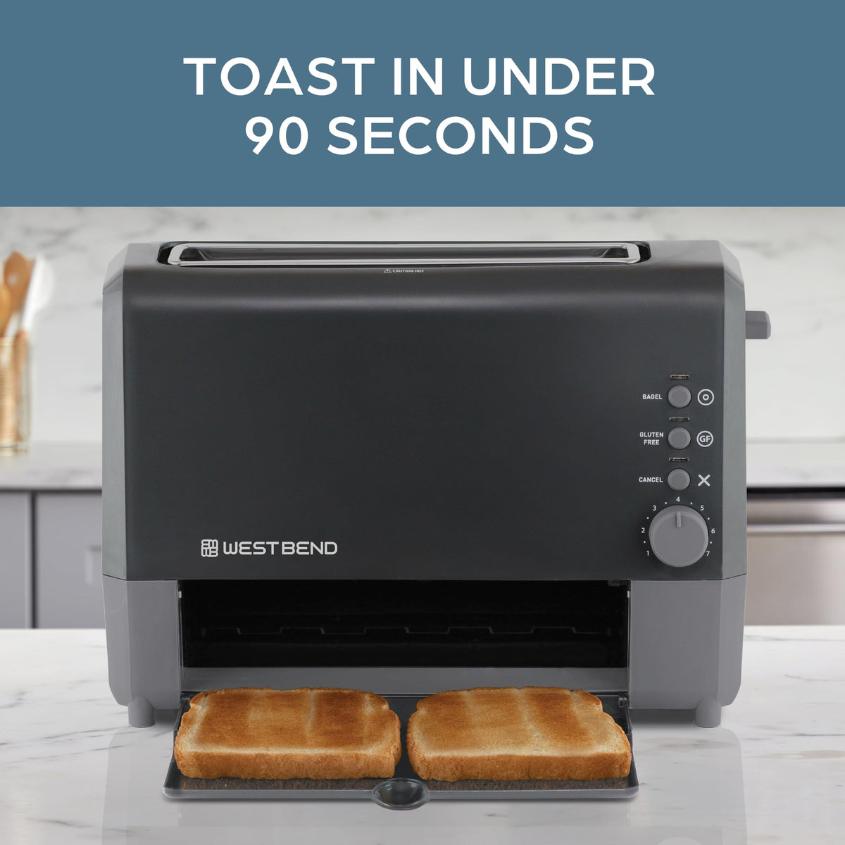 QuikServe Toaster by West Bend – 2-Slice, Plastic, Black, Model 77224