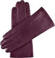 Fratelli Orsini Winter Gloves Isabella Eggplant for Women - Lambskin Leather Gloves with cashmere lining - color Eggplant