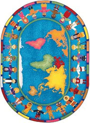 Joy Carpets Hands Around The World 7'8" x 10'9" Oval Area Rug in Color Multi Nylon/Multi