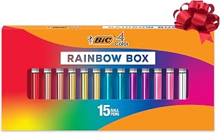 BIC 4-Color Rainbow Shine Limited Edition Set, Box of 15 Pens, Retractable Ball Pens, Medium Point (1.0mm)