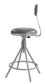 (6524HB) - 24-28" Adjustable Premium Swivel Stool with Backrest by National Public Seating – unspecified, Vinyl, Grey, Model #6524HB