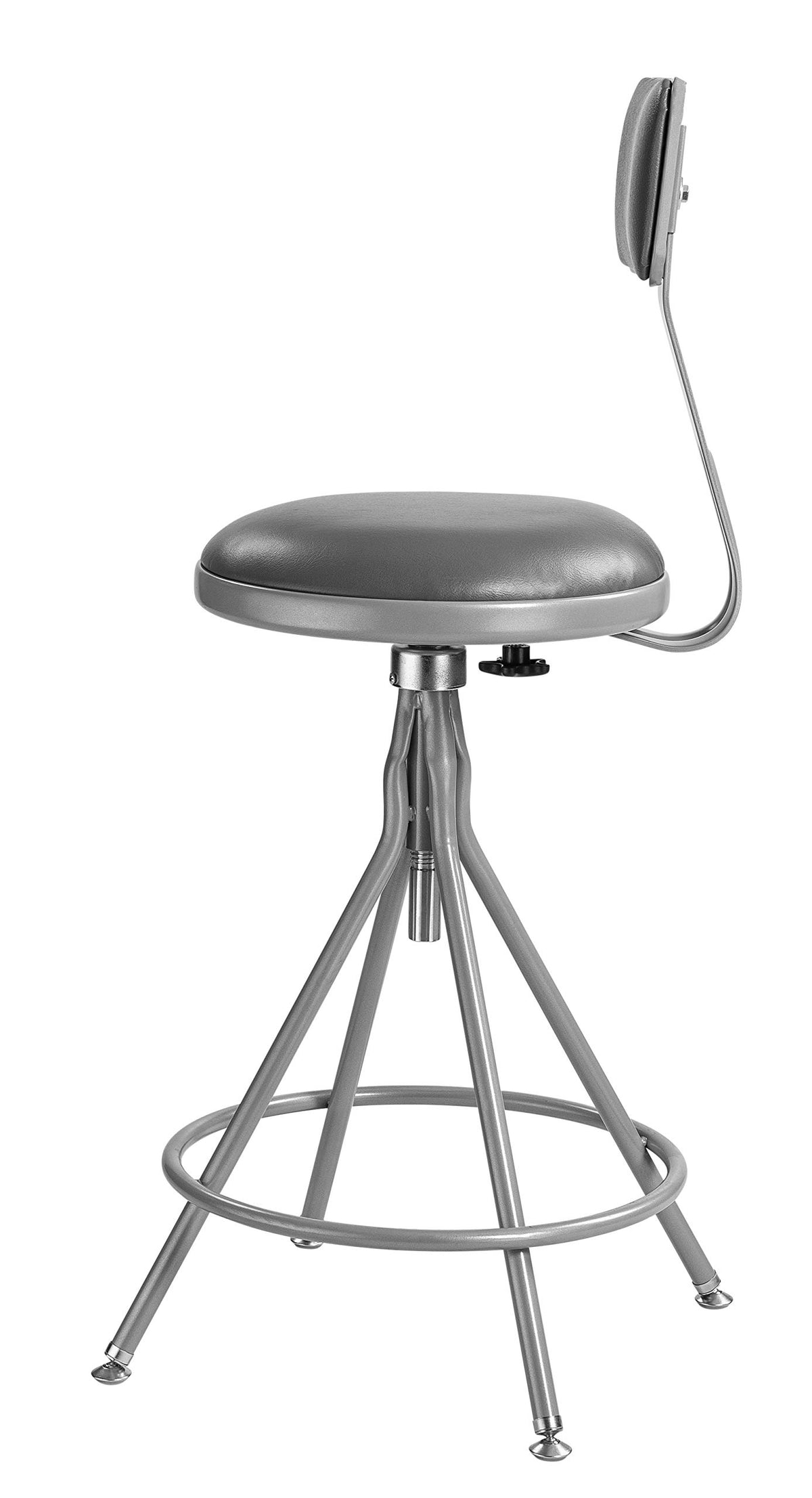 (6524HB) - 24-28" Adjustable Premium Swivel Stool with Backrest by National Public Seating – unspecified, Vinyl, Grey, Model #6524HB