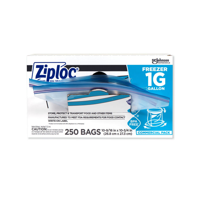 SC Johnson Professional Ziploc Brand Food Storage Freezer Bags, 1 Gallon Freezer Bags, Ziploc Brand Bags, Commercial Pack, 250 Count Box, for Professional Use Only