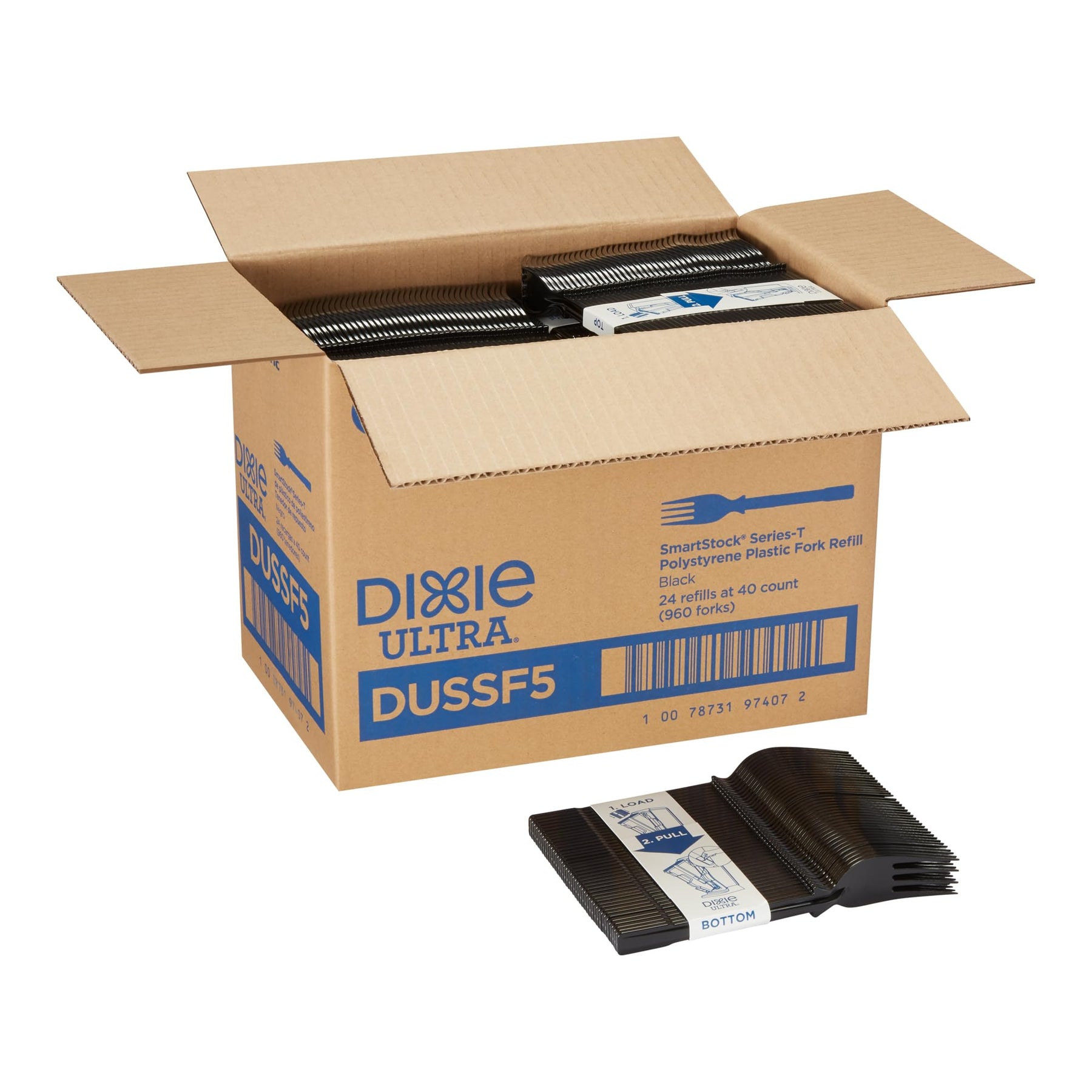 Dixie Ultra DUSSF5 Polystyrene Fork Refill, Black, 960/Carton.