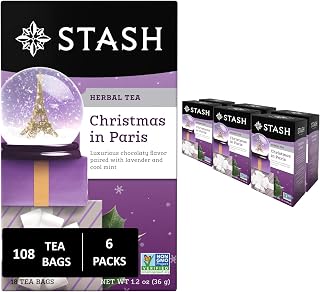 Stash Christmas in Paris Herbal Tea, 108 Bags (6 Boxes of 18), Caffeine Free