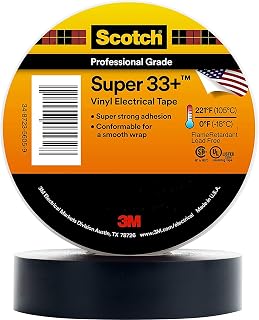 3M Scotch Super 33+ Electrical Tape - 3/4 in x 44 ft, Black, 1 Roll | Premium Grade All-Weather Vinyl, Resistant to Abrasion, Moisture, Corrosion, Alkalies
